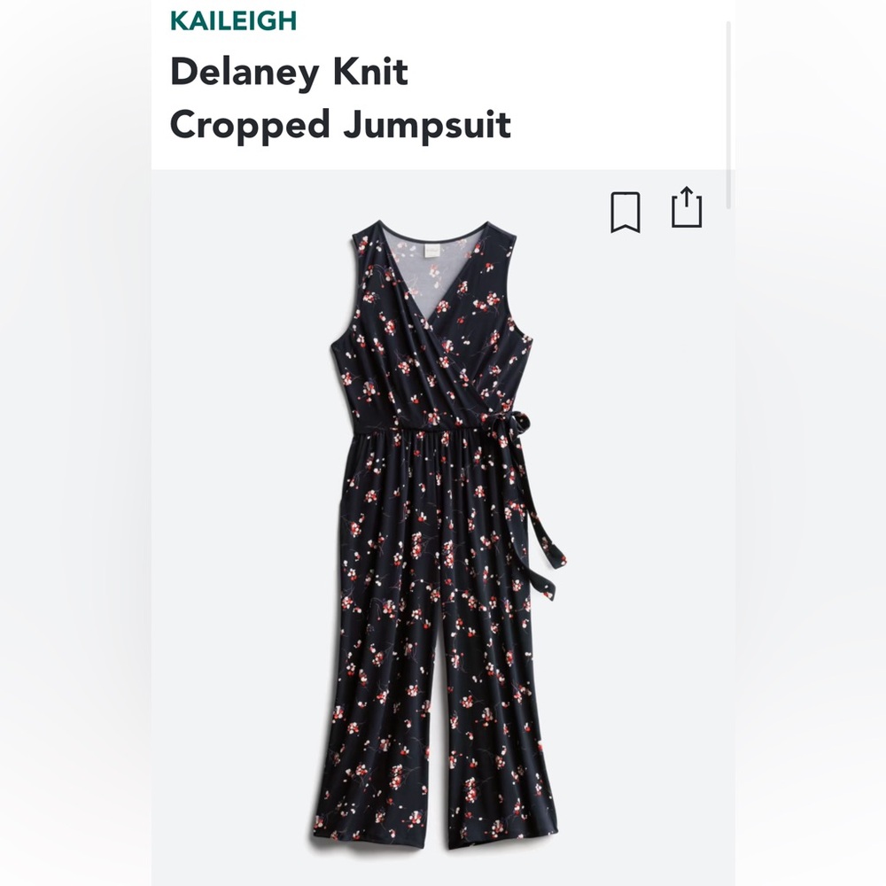 Kaileigh Delaney Knit Cropped Jumpsuit Sz M Foral print. Like New!